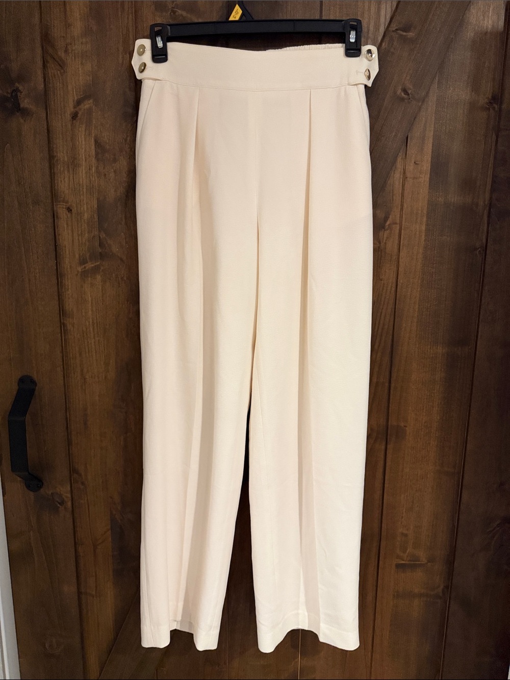 Bar III Cream Wide-Leg High-Rise Trousers